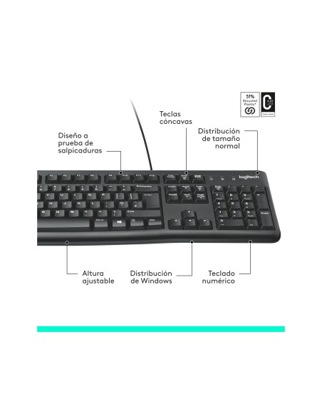 TECLADO LOGITECH K120 USB 2.0 C/CABLE NG. 920-002518