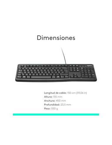 TECLADO LOGITECH K120 USB 2.0 C/CABLE NG. 920-002518