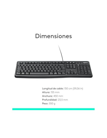 TECLADO LOGITECH K120 USB 2.0 C/CABLE NG. 920-002518