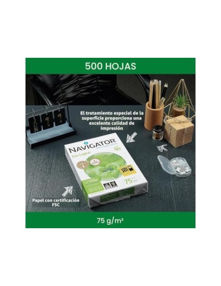 PAPEL FOTOCOP.NAVIGATOR ECO LOGICAL DIN A4 75 GRAMOS PAQUETE 500 H.