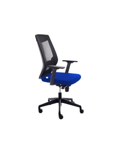 SILLA ROCADA C/REGUL.LUMBAR SINCRO C/BRAZOS MALLA NG, TAPIZADO AZ.