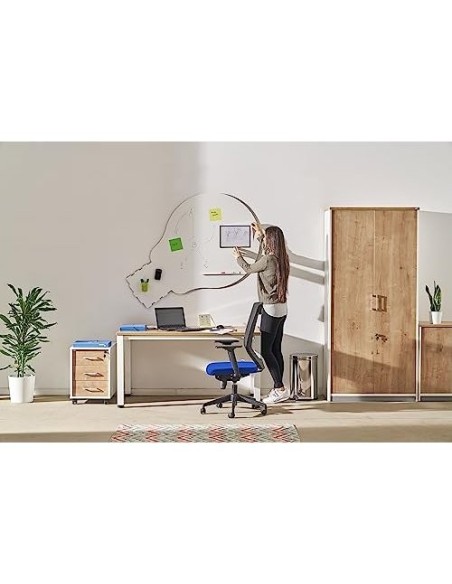 SILLA ROCADA C/REGUL.LUMBAR SINCRO C/BRAZOS MALLA NG, TAPIZADO AZ.