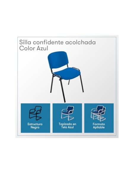 SILLA ROCADA CONFIDENTE RD-965 AZUL TAPIZADA