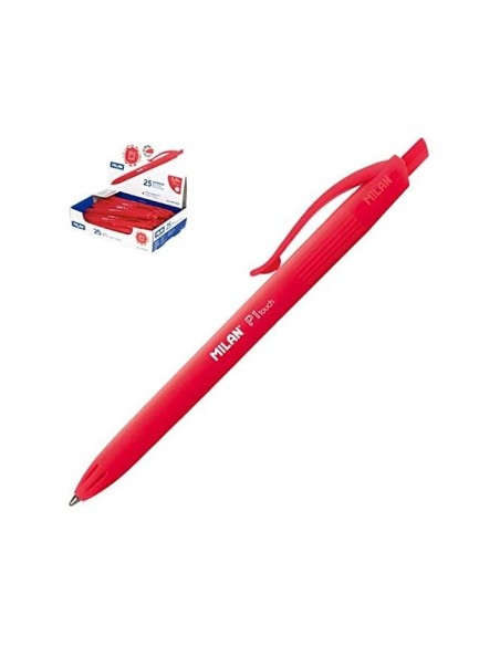 BOLIGRAFO MILAN P1 RETRACTIL 1 MM TOUCH ROJO