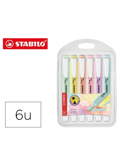 ROTULADOR STABILO FLUORESCENTE SWING COOL PASTEL BOLSA 6 UD.SURT.