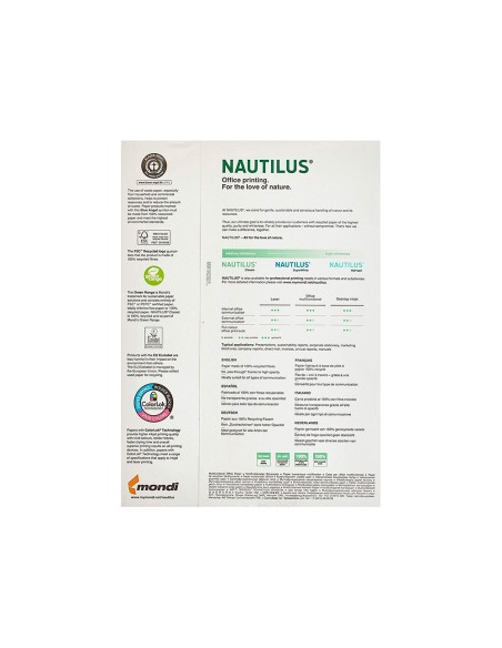 PAPEL FOTOCOP.  NAUTILUS SUPERWHITE 100% RECICLADO PAQUETE 500H