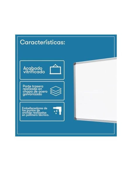 PIZARRA BLANCA VIT.MAGNETICO MARCO AL. CANTO PVC 90X60 CM C/BANDEJA