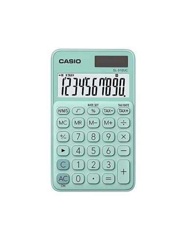 CALCULADORA CASIO SL-310UC-GN BOLSILLO 10D.TAX +/- VE.