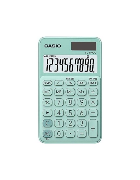 CALCULADORA CASIO SL-310UC-GN BOLSILLO 10D.TAX +/- VE.