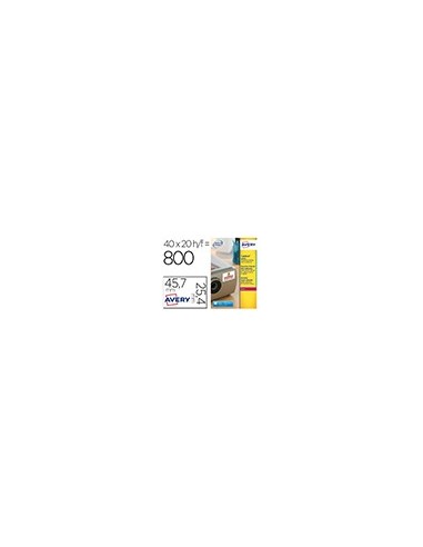 ETIQUETA ADH.AVERY POLIESTER SUPER ADHERENTE BL.45,7X25,4MM 800 UD.