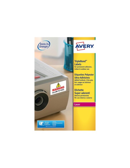 ETIQUETA ADH.AVERY POLIESTER SUPER ADHERENTE BL.45,7X25,4MM 800 UD.