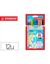 ROTULADOR STABILO ACUARELABLE PEN 68 BRUSH PUNTA PINCEL 12 UD.SURT.