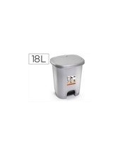CONTENEDOR PLASTICFORTE PLAST.TAPADERA PEDAL 18LT.PLATA 330X280X405MM 2