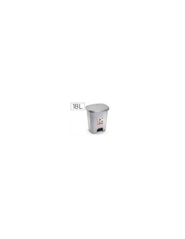 CONTENEDOR PLASTICFORTE PLAST.TAPADERA PEDAL 18LT.PLATA 330X280X405MM