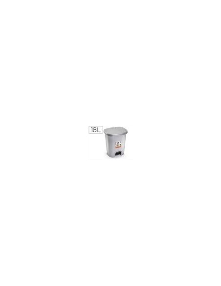 CONTENEDOR PLASTICFORTE PLAST.TAPADERA PEDAL 18LT.PLATA 330X280X405MM