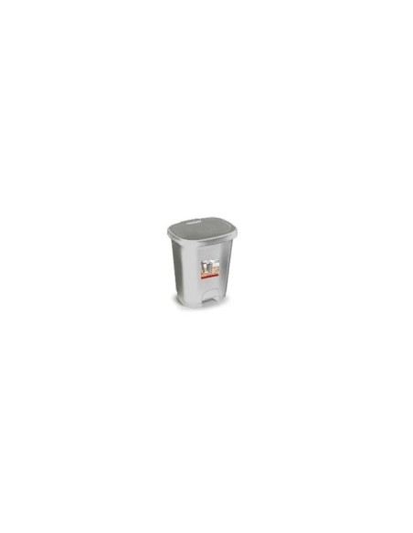 CONTENEDOR PLASTICFORTE PLAST.TAPADERA PEDAL 18LT.PLATA 330X280X405MM