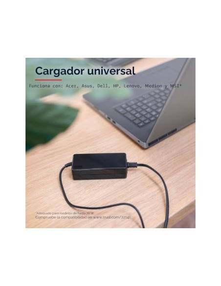 ADAPTADOR CORRIENTE TRUST PORTATIL CHARGER 19V-70W 6 CONECTORES