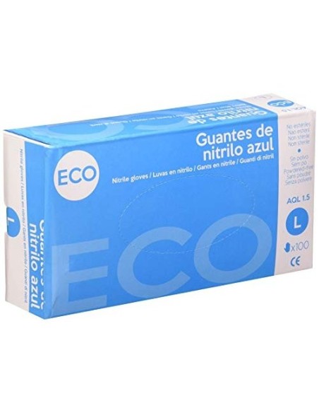 GUANTE NITRILO DESECHABLE SENSITIVE SIN POLVO TALLA L AZ. 100 UD.