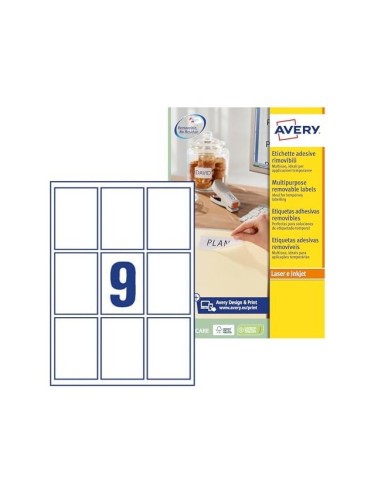 ETIQUETA ADH. AVERY REMOV.LASER TINTA BL.62X89MM