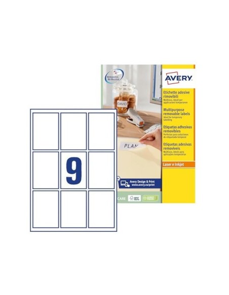 ETIQUETA ADH. AVERY REMOV.LASER TINTA BL.62X89MM