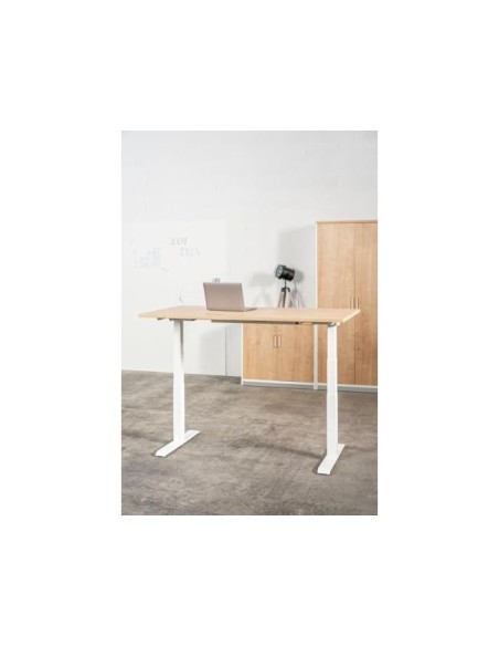 MESA ROCADA REG.ELECTRICA 129 CM ESTRUCTURA ACERO TABLERO 160 CM HAYA
