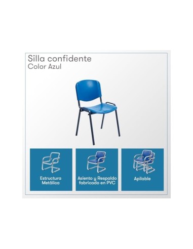 SILLA ROCADA CONFIDENTE ESTRUCTURA MET.RESPALDO ASIENTO POLIMERO AZ.