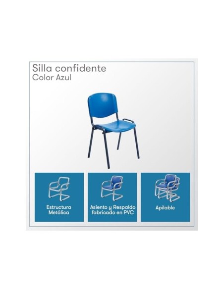 SILLA ROCADA CONFIDENTE ESTRUCTURA MET.RESPALDO ASIENTO POLIMERO AZ.