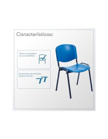 SILLA ROCADA CONFIDENTE ESTRUCTURA MET.RESPALDO ASIENTO POLIMERO AZ.
