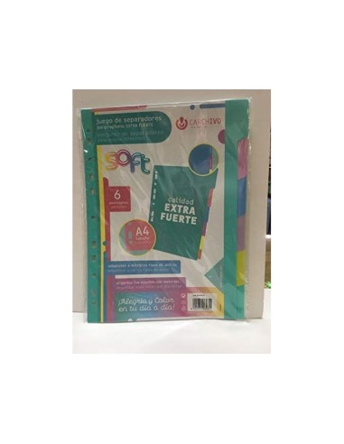 SEP.CARCHIVO PP. SOFT EXTRA FUERTE A4 MULTITALADRO JUEGO 6 POSICIONES