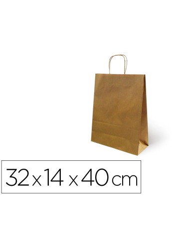 BOLSA KRAFT RECICLADO ASA RETORCIDA LISO NATURAL L 320X140X400MM