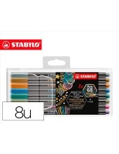 ROTULADOR STABILO PUNTA FIBRA PEN 68 METALLIC  PLAST.DE 8 UD.SURT.