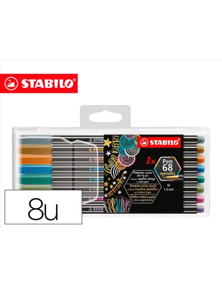 ROTULADOR STABILO PUNTA FIBRA PEN 68 METALLIC  PLAST.DE 8 UD.SURT.