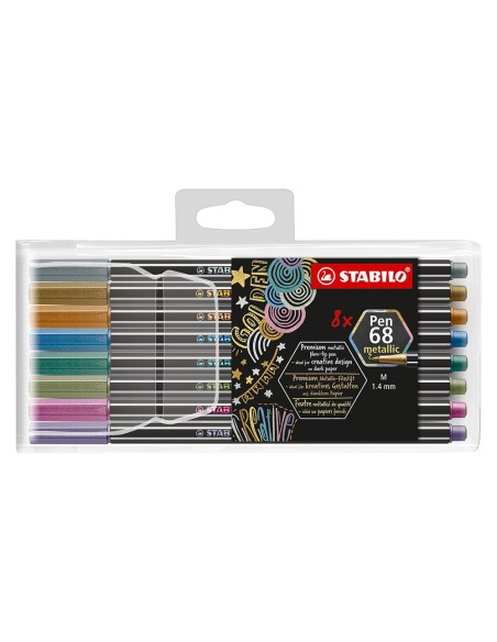 ROTULADOR STABILO PUNTA FIBRA PEN 68 METALLIC  PLAST.DE 8 UD.SURT.