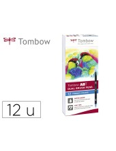ROTULADOR TOMBOW ACUARELABLE DOBLE PUNTA PINCEL PRIMARIOS 12 UD.SURT.