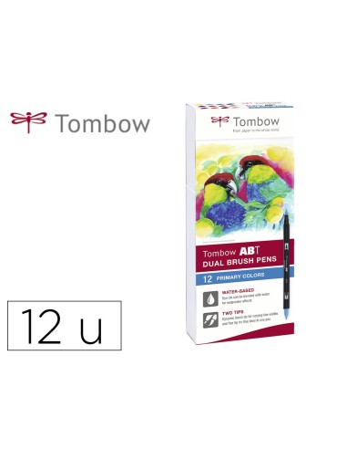 ROTULADOR TOMBOW ACUARELABLE DOBLE PUNTA PINCEL PRIMARIOS 12 UD.SURT.