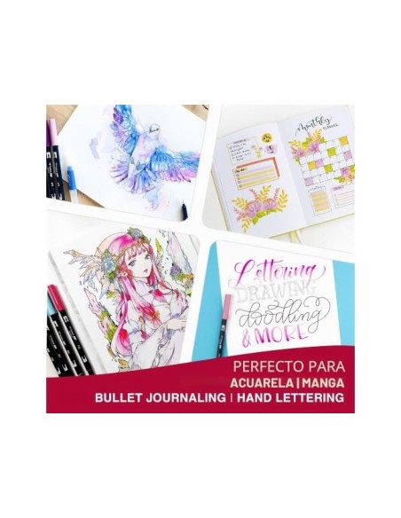ROTULADOR TOMBOW ACUARELABLE DOBLE PUNTA PINCEL PRIMARIOS 12 UD.SURT.