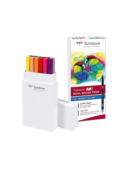 ROTULADOR TOMBOW ACUARELABLE DOBLE PUNTA PINCEL PRIMARIOS 12 UD.SURT.