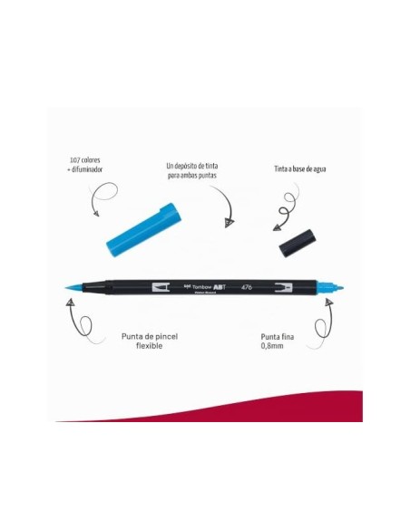 ROTULADOR TOMBOW ACUARELABLE DOBLE PUNTA PINCEL PRIMARIOS 12 UD.SURT.