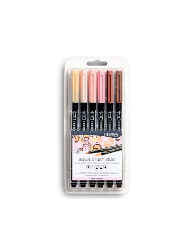 ROTULADOR LYRA AQUA BRUSH ACUARELABLE DOBLE PIEL 6 UD.SURT.