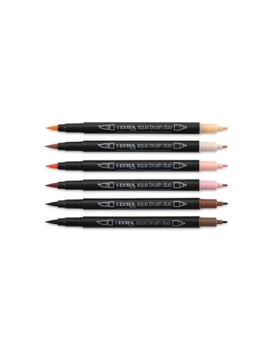 ROTULADOR LYRA AQUA BRUSH ACUARELABLE DOBLE PIEL 6 UD.SURT.