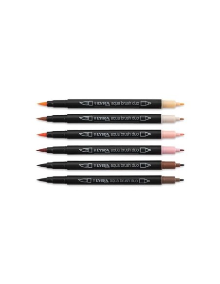 ROTULADOR LYRA AQUA BRUSH ACUARELABLE DOBLE PIEL 6 UD.SURT.