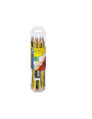 LAPICES GRAFITO STAEDTLER NORIS N.2 HB 12 UDS+AFILALAPIZ+GOMA