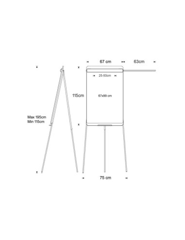 PIZARRA BL.ROCADA TRIPODE LACADA MAG BRAZO EXTENSI ROBLE 69X99CM