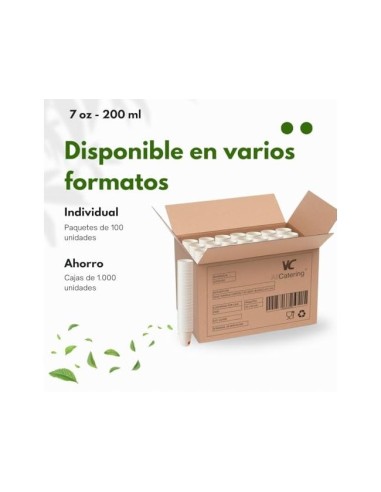 VASO CARTON BIODEGRADABLE BL.220 CC PQ.DE 50 UD.
