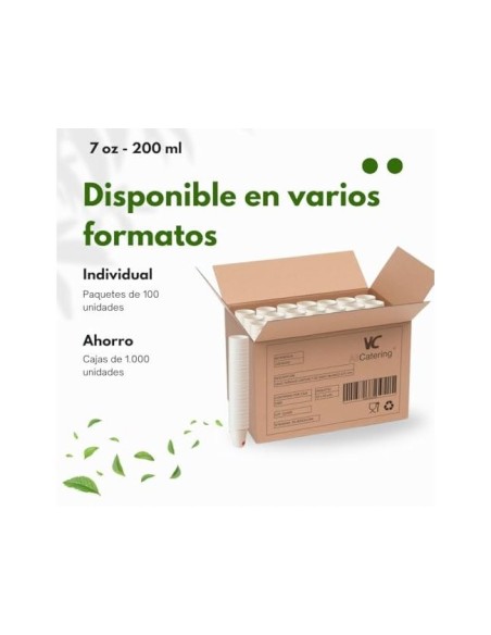 VASO CARTON BIODEGRADABLE BL.220 CC PQ.DE 50 UD.