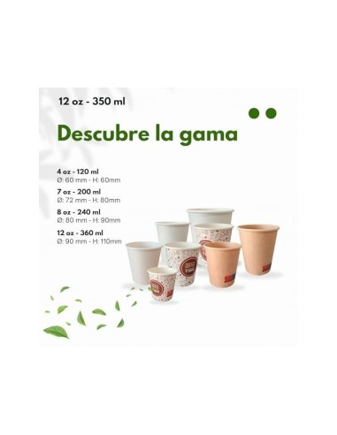 VASO CARTON BIODEGRADABLE BL.360 CC PQ.DE 40 UD.