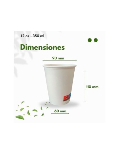 VASO CARTON BIODEGRADABLE BL.360 CC PQ.DE 40 UD.