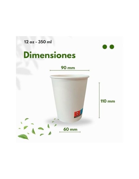 VASO CARTON BIODEGRADABLE BL.360 CC PQ.DE 40 UD.