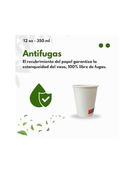 VASO CARTON BIODEGRADABLE BL.360 CC PQ.DE 40 UD.