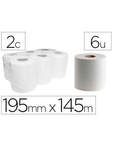 PAPEL SECAMANOS DAHI 2 CAPAS CELULOSA  195MM X 145MT.PAQUETE 6 ROLLOS
